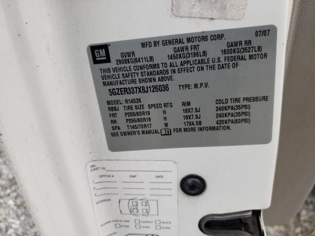 5GZER337X8J126036 - 2008 SATURN OUTLOOK XR WHITE photo 13