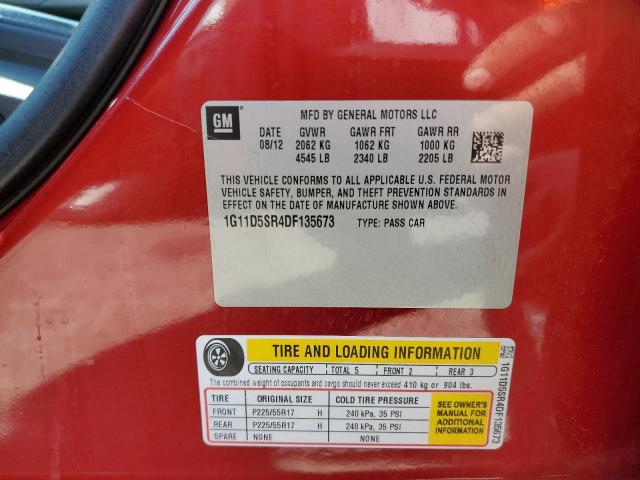 1G11D5SR4DF135673 - 2013 CHEVROLET MALIBU 1LT 红色 照片 12