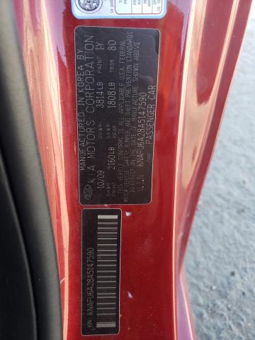 KNAFU6A28A5147590 - 2010 KIA FORTE S EX RED photo 12