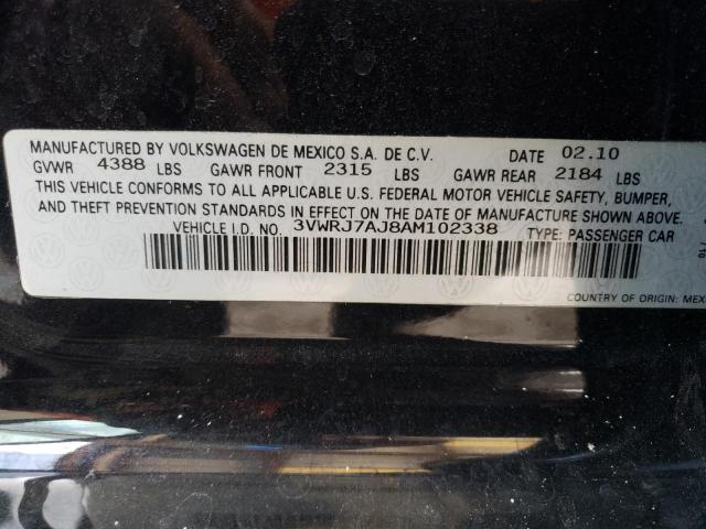 3VWRJ7AJ8AM102338 - 2010 VOLKSWAGEN JETTA WOLFSBURG 黑色 照片 13