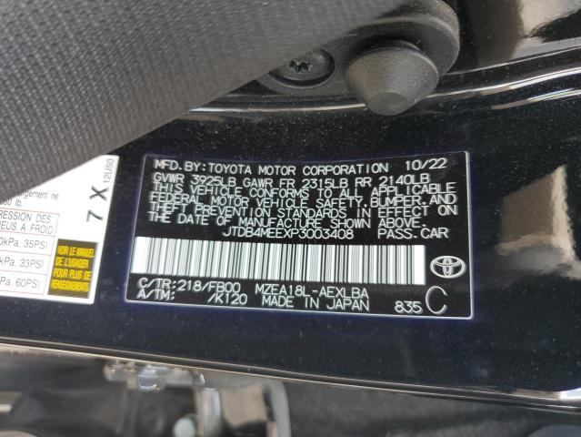 JTDB4MEEXP3003408 - 2023 TOYOTA COROLLA LE შავი ფოტო 12