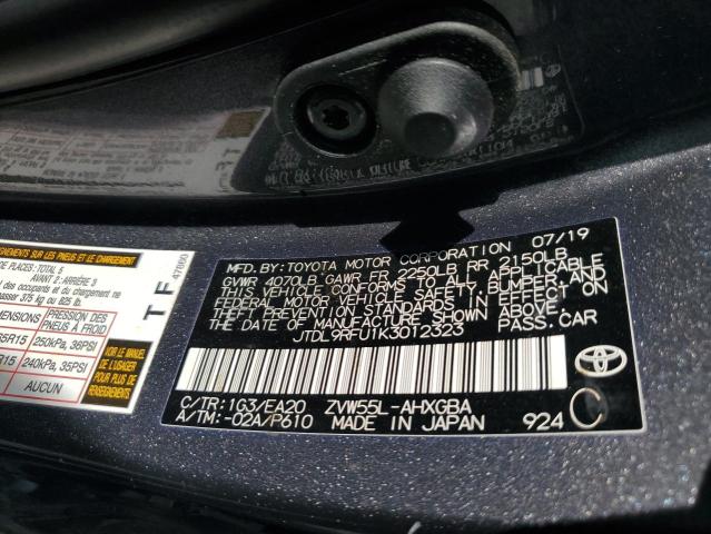 JTDL9RFU1K3012323 - 2019 TOYOTA PRIUS CHARCOAL photo 12