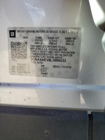 3GNAXHEV6LS696533 - 2020 CHEVROLET EQUINOX LS 银色 照片 12