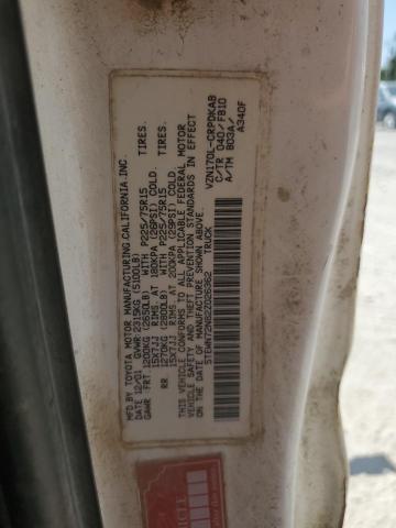 5TEWN72N82Z026362 - 2002 TOYOTA TACOMA XTRACAB 白色 照片 12