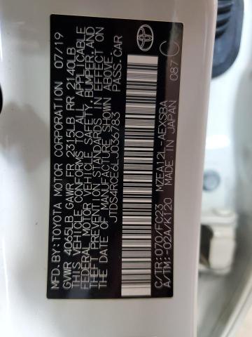 JTDS4RCE6LJ036783 - 2020 TOYOTA COROLLA SE 白色 照片 13