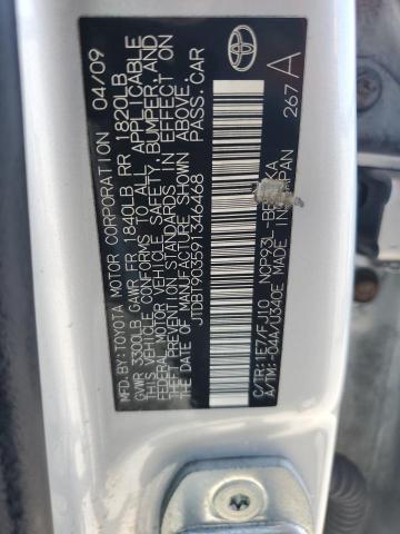 JTDBT903591346468 - 2009 TOYOTA YARIS SILVER photo 12