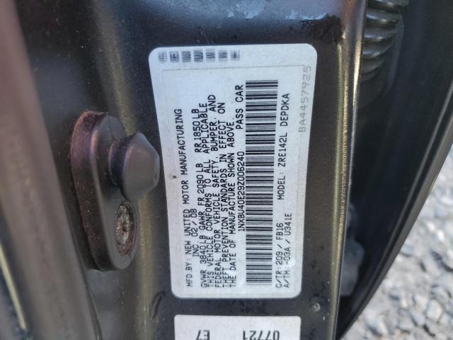 1NXBU40E29Z006240 - 2009 TOYOTA COROLLA BASE Սև լուսանկար 12
