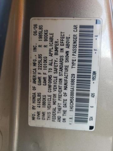 1HGCM56886A168629 - 2006 HONDA ACCORD EX ოქროსფერი ფოტო 12