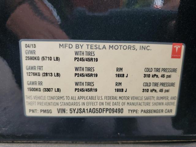 5YJSA1AG5DFP09490 - 2013 TESLA MODEL S GREEN photo 12