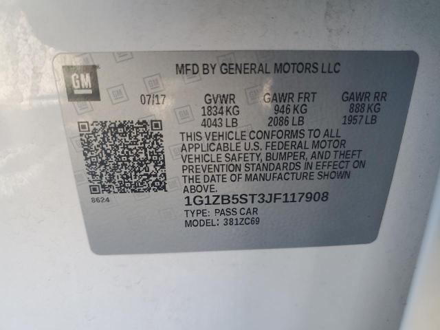 1G1ZB5ST3JF117908 - 2018 CHEVROLET MALIBU LS თეთრი ფოტო 13