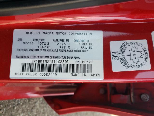 JM1BM1M31E1102805 - 2014 MAZDA 3 GRAND TOURING RED photo 13