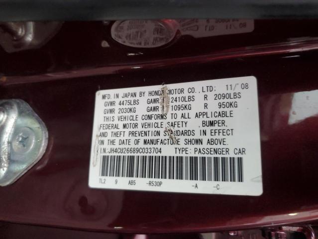 JH4CU26689C033704 - 2009 ACURA TSX MAROON photo 12