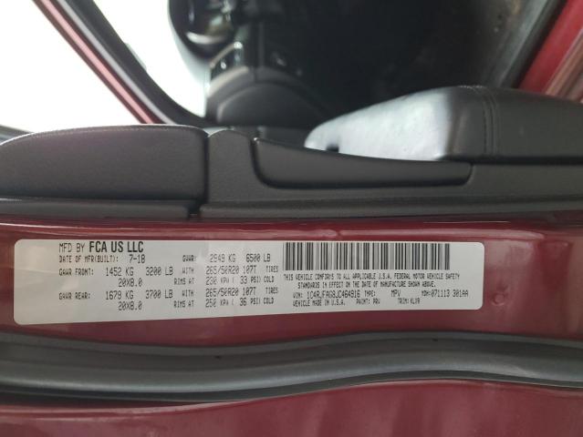 1C4RJFAG8JC464916 - 2018 JEEP GRAND CHER LAREDO Бордовый фото 12