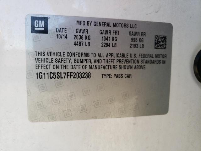 1G11C5SL7FF203238 - 2015 CHEVROLET MALIBU 1LT WHITE photo 13