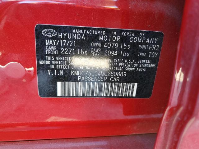 KMHC75LC4MU260889 - 2021 HYUNDAI IONIQ SE RED photo 12