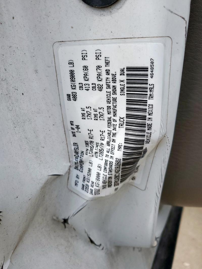 3D7KU28C14G183682 - 2004 DODGE RAM 2500 ST WHITE photo 12