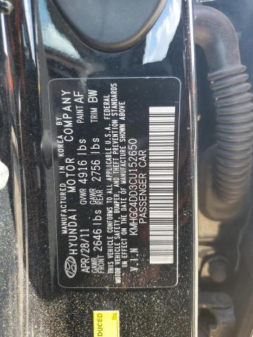 KMHGC4DD3CU152650 - 2012 HYUNDAI GENESIS 3.8L შავი ფოტო 12