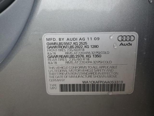 WA1CKAFP0AA053319 - 2010 AUDI Q5 PREMIUM SILVER photo 12