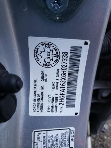 2HGFA163X6H027338 - 2006 HONDA CIVIC DX VP SILVER photo 13