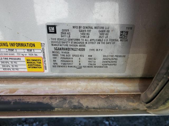 5GAKRAKD7HJ214009 - 2017 BUICK ENCLAVE SILVER photo 13