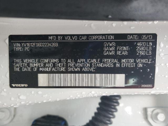YV1612FS6D2234269 - 2013 VOLVO S60 T5 WHITE photo 12