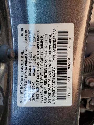 2HGFC1E37JH646466 - 2018 HONDA CIVIC EX CHARCOAL photo 12