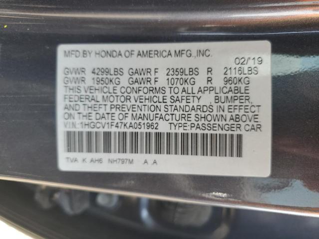 1HGCV1F47KA051962 - 2019 HONDA ACCORD EX 灰色 照片 12