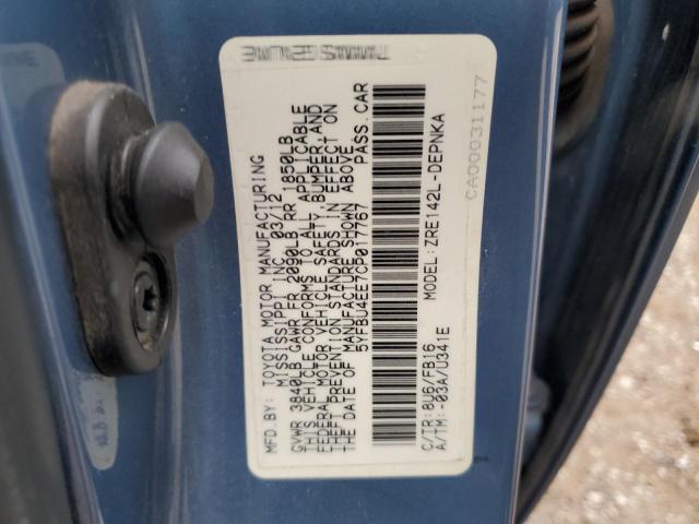 5YFBU4EE7CP017767 - 2012 TOYOTA COROLLA BASE Mavi foto 13