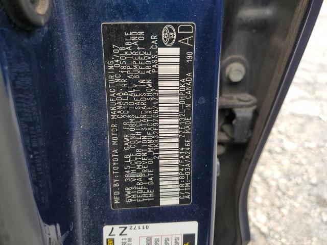 2T1KR32E97C674737 - 2007 TOYOTA COROLLA MA XR BLUE photo 12