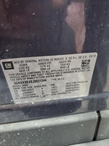 3GNAXSEVXJS621344 - 2018 CHEVROLET EQUINOX LT Mavi foto 13