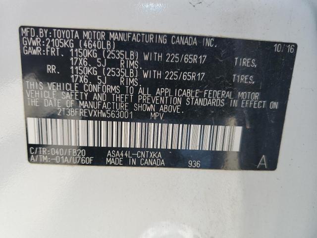 2T3BFREVXHW563001 - 2017 TOYOTA RAV4 LE Ağ foto 13