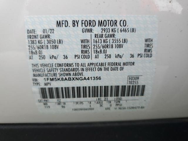 1FM5K8ABXNGA41356 - 2022 FORD EXPLORER POLICE INTERCEPTOR 白色 照片 13