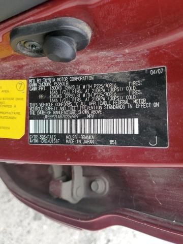 JTEEP21A870226989 - 2007 TOYOTA HIGHLANDER SPORT RED photo 13