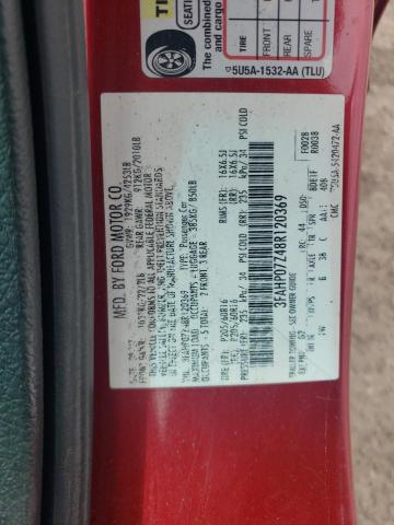 3FAHP07Z48R120369 - 2008 FORD FUSION SE RED photo 13