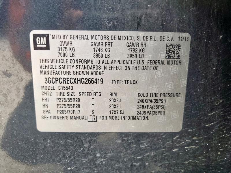 3GCPCRECXHG266419 - 2017 CHEVROLET SILVERADO C1500 LT 灰色 照片 12