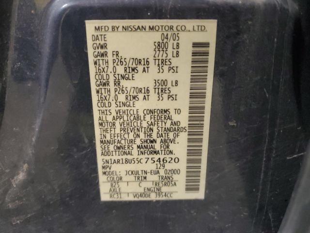 5N1AR18U55C754620 - 2005 NISSAN PATHFINDER LE ლურჯი ფოტო 13