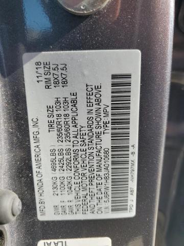 5J6RW1H83JA010680 - 2018 HONDA CR-V EXL GRAY photo 12