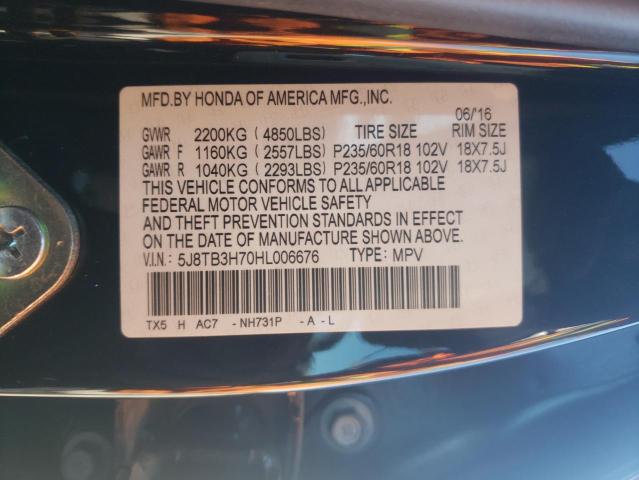 5J8TB3H70HL006676 - 2017 ACURA RDX ADVANCE BLACK photo 13