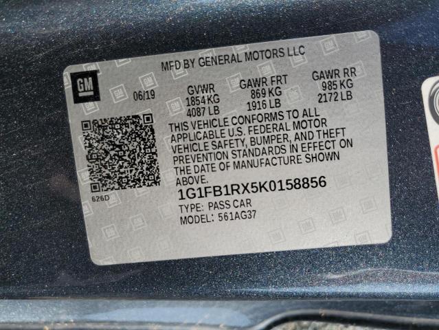 1G1FB1RX5K0158856 - 2019 CHEVROLET CAMARO LS 石墨色 照片 12