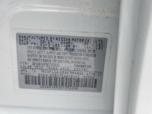 3N1AB7AP2KY393532 - 2019 NISSAN SENTRA S Ağ foto 12