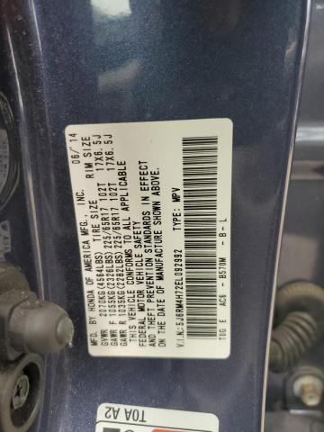 5J6RM4H72EL092992 - 2014 HONDA CR-V EXL BLUE photo 13