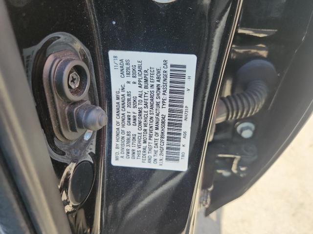 2HGFC2F89KH508042 - 2019 HONDA CIVIC SPORT შავი ფოტო 12