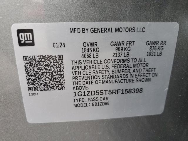 1G1ZD5ST5RF158398 - 2024 CHEVROLET MALIBU LT SILVER photo 13