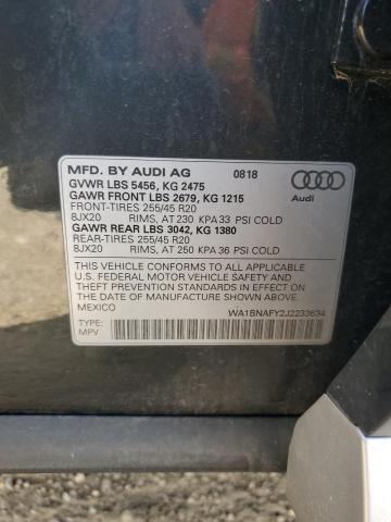 WA1BNAFY2J2233634 - 2018 AUDI Q5 PREMIUM PLUS GRAY photo 12