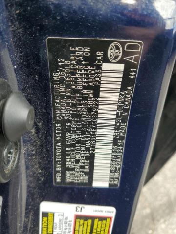 2T1BU4EEXCC879722 - 2012 TOYOTA COROLLA BASE BLUE photo 12