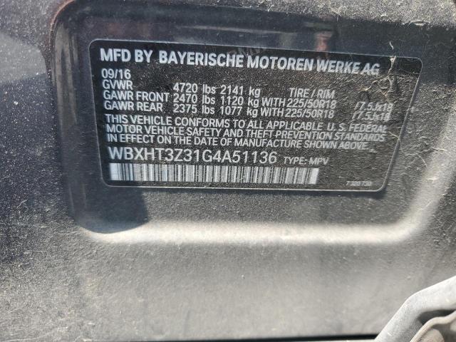 WBXHT3Z31G4A51136 - 2016 BMW X1 XDRIVE28I 灰色 照片 12