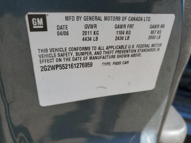 2G2WP552161276959 - 2006 PONTIAC GRAND PRIX 青色 照片 12