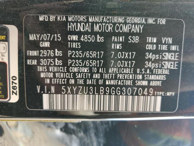 5XYZU3LB9GG307049 - 2016 HYUNDAI SANTA FE S BLACK photo 12