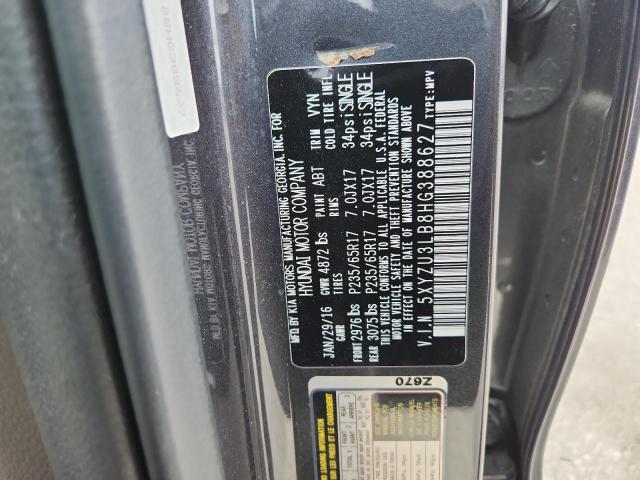 5XYZU3LB8HG388627 - 2017 HYUNDAI SANTA FE S GRAY photo 13