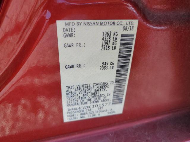 1N4BL4CV2KC101577 - 2019 NISSAN ALTIMA SR Rouge photo 12